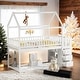 preview thumbnail 2 of 21, Charming Twin over Twin House Bunk Bed with Roof, Shelves, and Drawers, Sturdy Pine Wood Construction, Space-Saving for Kids