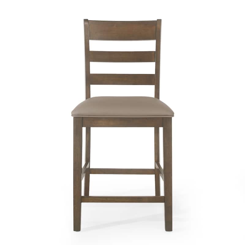 Benner Farmhouse Upholstered Wood Counter Stools (Set of 2) by Christopher Knight Home - 20.00" L x 22.50" W x 41.34" H