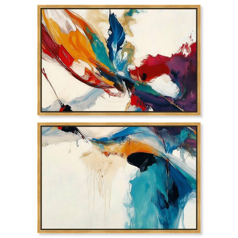 Vibrant Palette III Canvas Set of 2 by Art Remedy - 24" x 16" - Gold