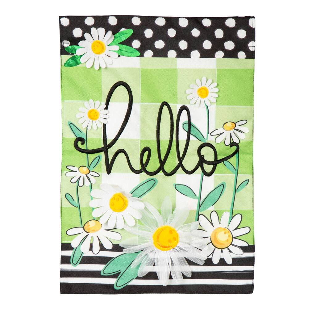 Hello Daisy Linen Garden Flag