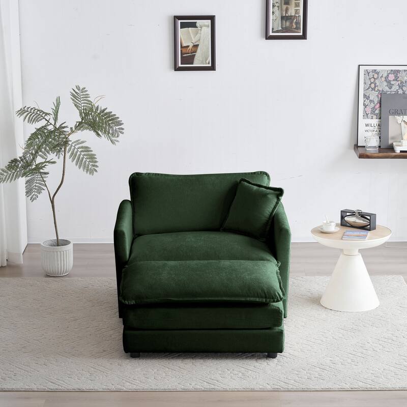 Modern Accent Chair with Ottoman Upholstered Armchair