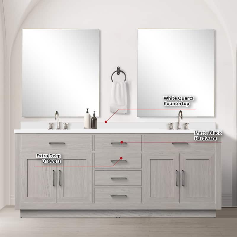 Abbey Bath Vanity with Quartz Top, Sink, Mirror and Faucet