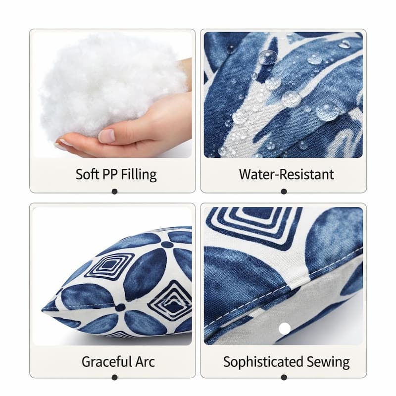 2 Pack Outdoor Throw Pillows, Waterproof & Fade-Resistant Patio Cushions -Soft & Comfortable Decorative Pillow Covers (18x18")