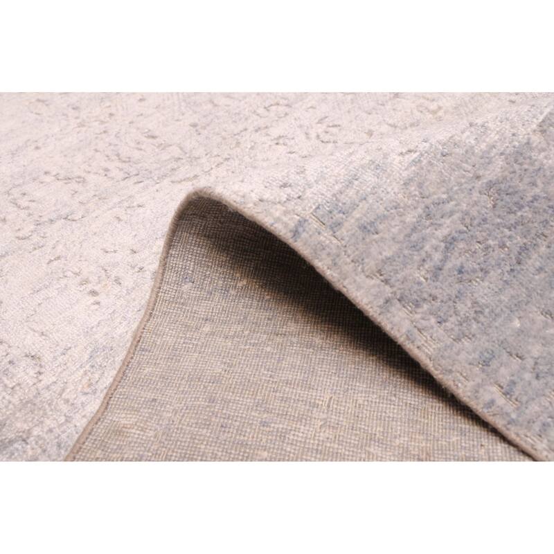 ECARPETGALLERY Hand-knotted Legacy Light Denim Blue Silk, Wool Rug - 4'0 x 10'3