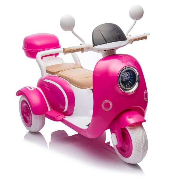 slide 2 of 77, 12V Two-Seater Kids Ride On Level Up Electric Motorcycle,2wd,Three-wheel Toy w/Music,Bluetooth,USB,Backseat Flip Adult Seat Rose Red