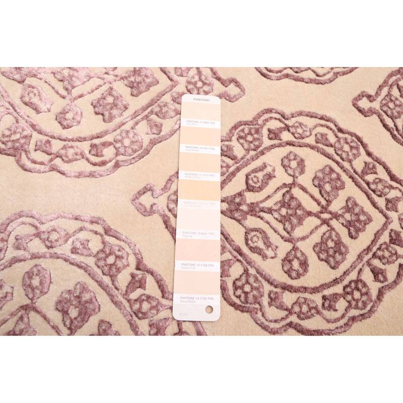 ECARPETGALLERY Hand-knotted Mirzapur Cream Silk, Wool Rug - 5'7 x 7'10