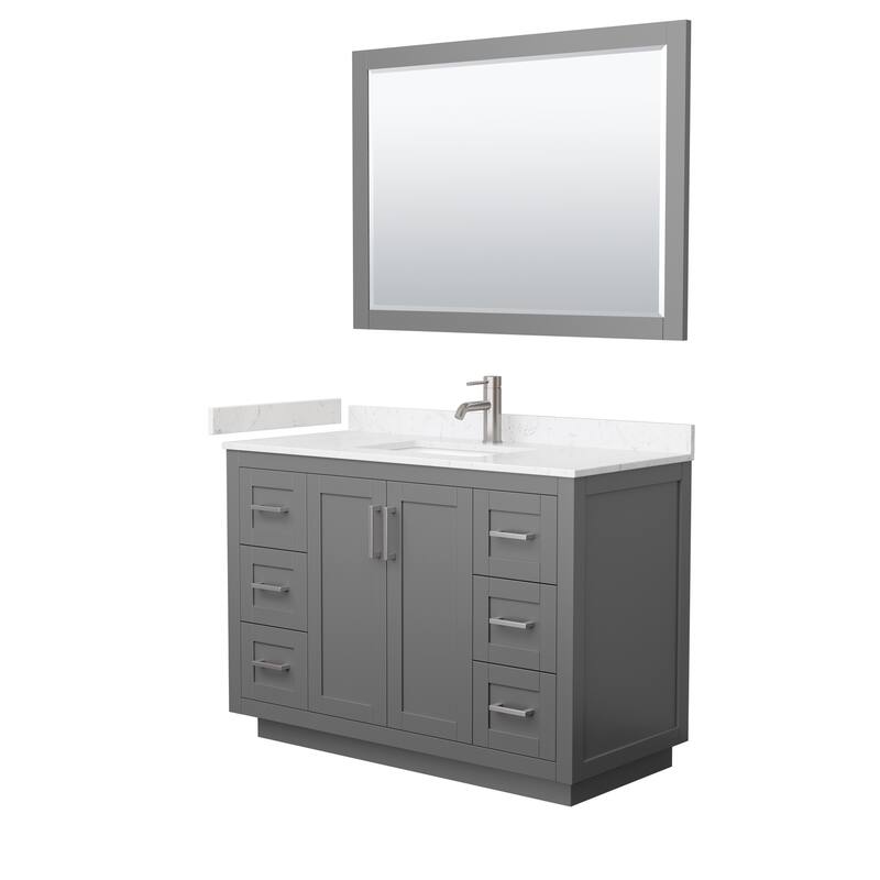 Miranda Single Vanity Set, Cultured Marble Top, 46-Inch Mirror