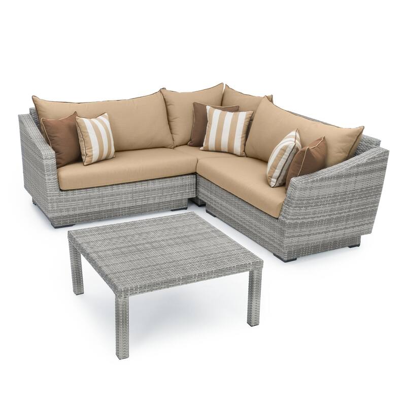 Cannes 4 Piece Sunbrella Outdoor Patio Sectional & Table