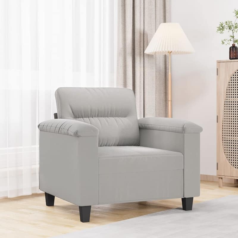 vidaXL Sofa Chair Living Room Upholstered Chair with Armrest Microfiber Fabric - 35.4" x 30.3" x 31.5" - Light gray