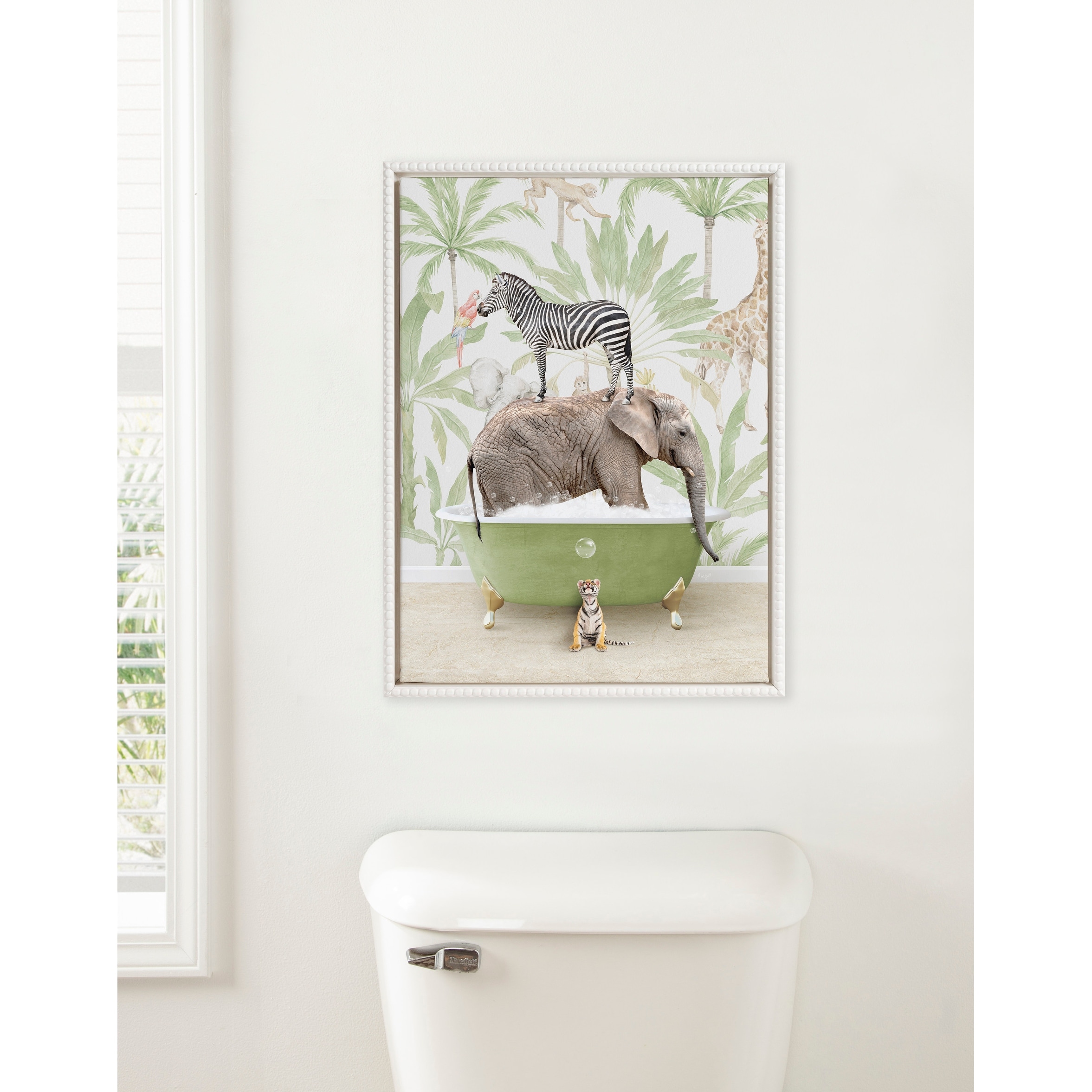 Kate and Laurel Sylvie Beaded Safari Animals Canvas by Amy Peterson