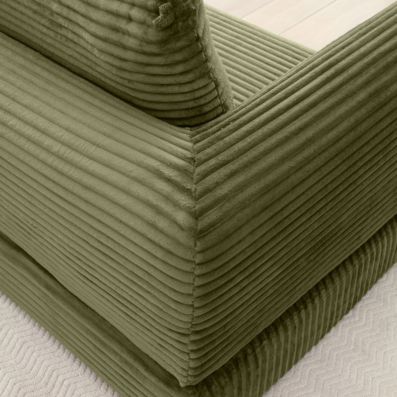 2 in 1 Folding Sofa Bed Loveseat, Corduroy Convertible Sleeper Couch with Pillows, Boneless Floor Futon