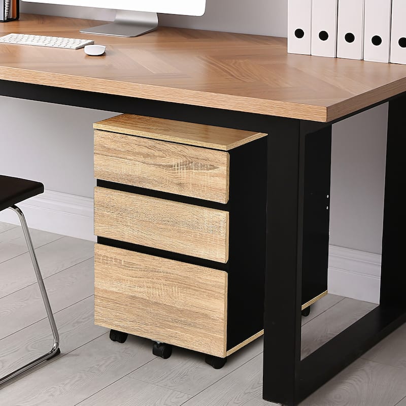 Costway 3-Drawer Mobile File Cabinet Vertical Filling Cabinet for Home