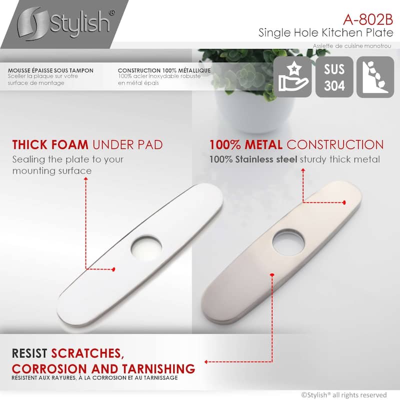 Single Hole 9.75-inch Kitchen Faucet Plate