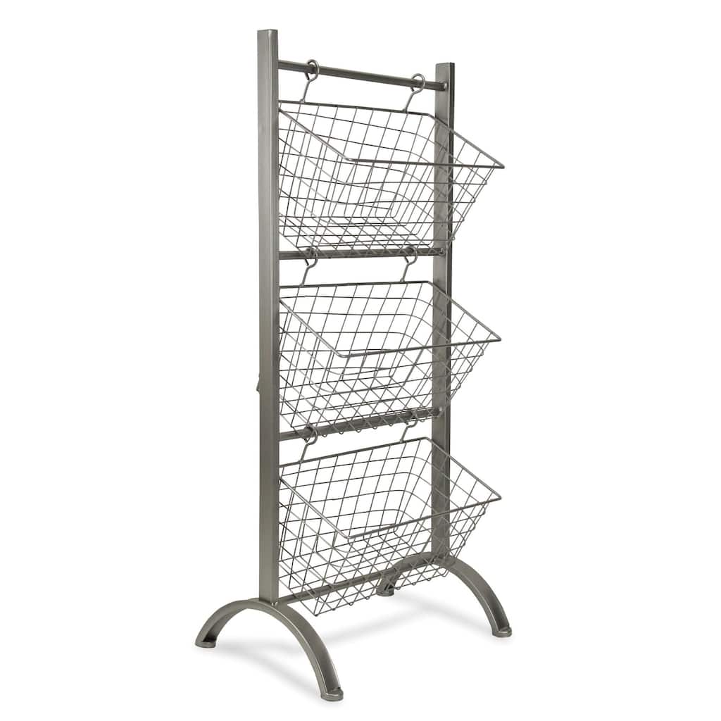 Gray Metal 3 Tier Basket Storage