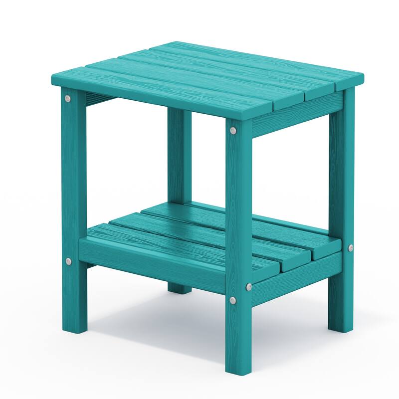 Outdoor HDPE Classic Double-Layer Adirondack Side Table - Tiffany Blue