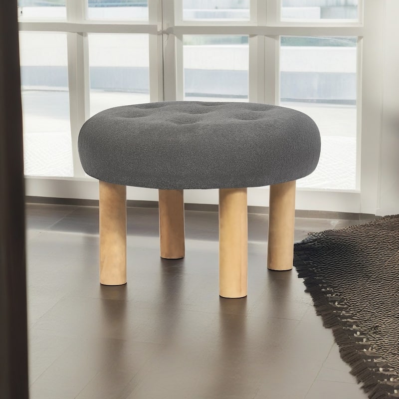 Adeco 23" Round Ottoman Footrest for Living Room