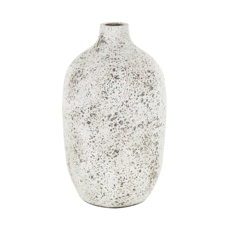 Ceramic Antique Style Textured Decorative Vase - White - Roche River Decor