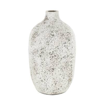 Ceramic Antique Style Textured Decorative Vase - White - Roche River Decor