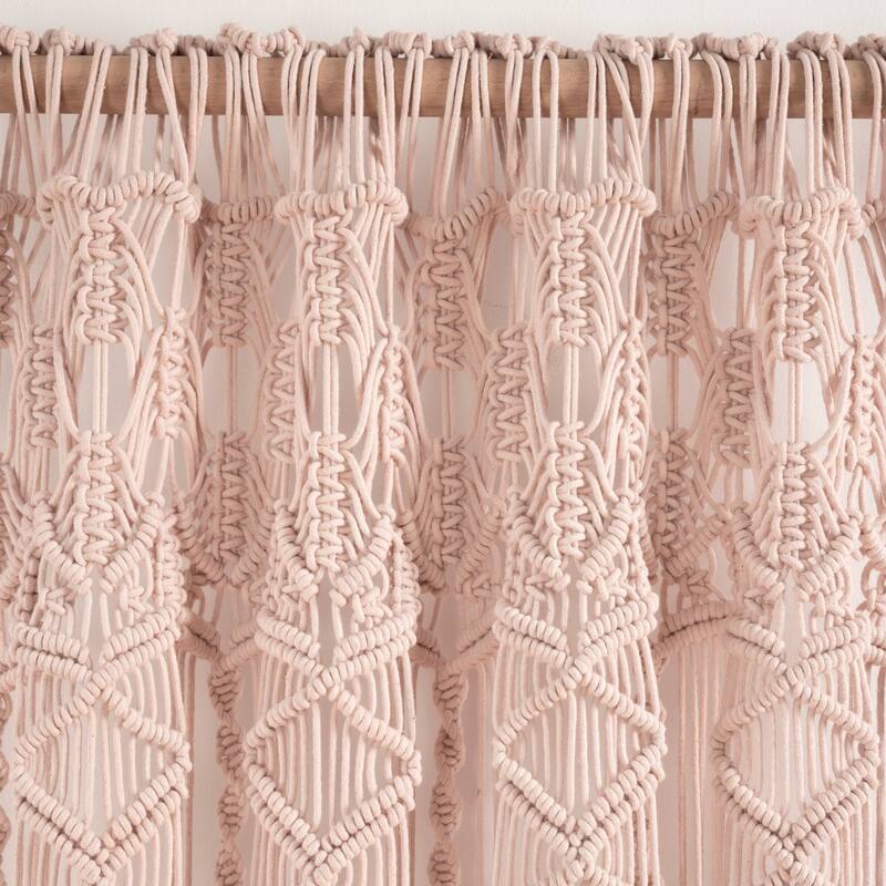 Lush Decor Boho Macrame Textured Cotton Window Curtain/Room Divider/Doorway/Wall Decor