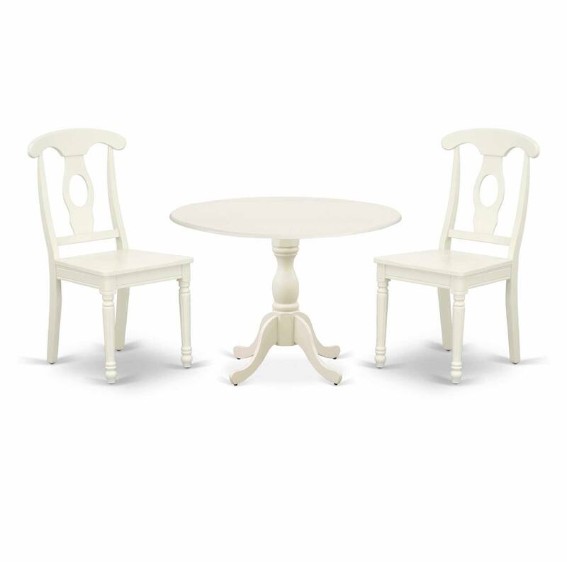 3-Piece Linen White Finish Solid Wood Top - Dining Room Set - Seats 4