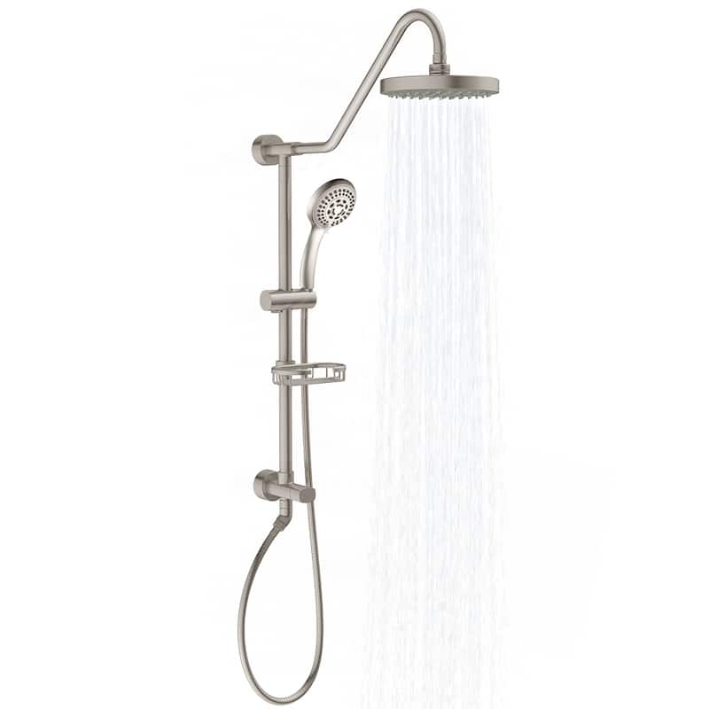 Kauai III 8-in Rain Showerhead Shower System with Slide Bar and Integrated Soap Dish