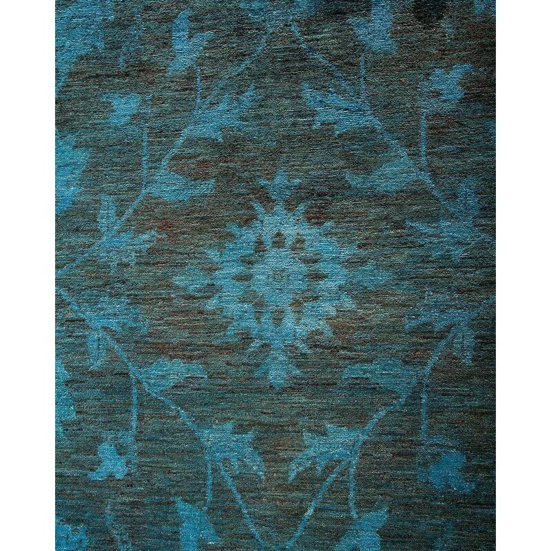 Overton Hand Knotted Wool Vintage Inspired Modern Contemporary Overdyed Brown Area Rug - 12' 3" x 18' 1"