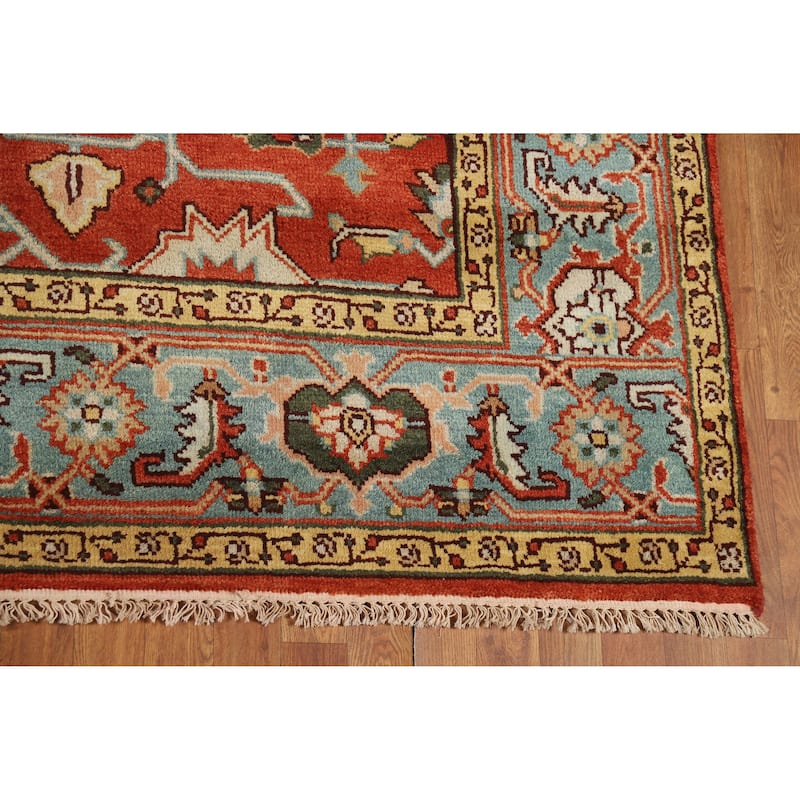 Hand Knotted Oriental 100% Wool Carpet Transitional All-Over Oranges & Rust Oushak Area Rug - 10' 2'' X 8' 1''