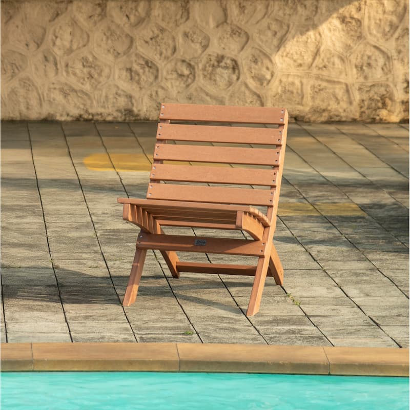 Versailles Fully Assembed All-Weather HDPE Outdoor Folding Patio Chair - Teak