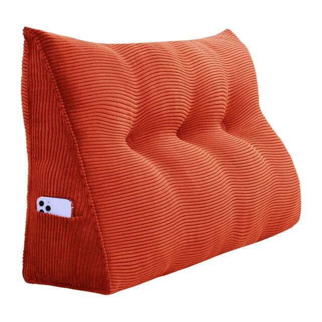WOWMAX Large Reading Wedge Headboard Pillow for Bed Rest Back Support - Twin - Rusty Orange
