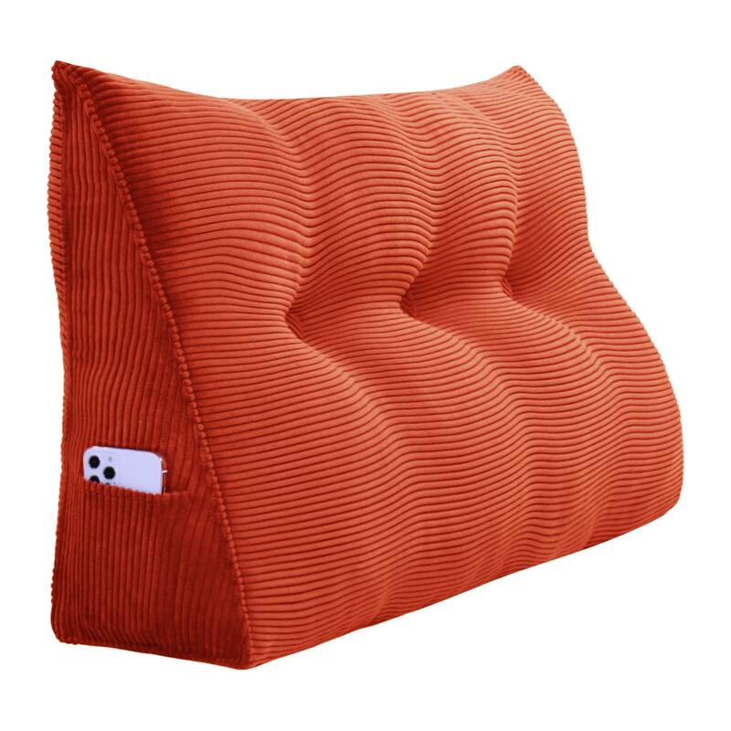 WOWMAX Large Reading Wedge Headboard Pillow for Bed Rest Back Support - Twin - Rusty Orange