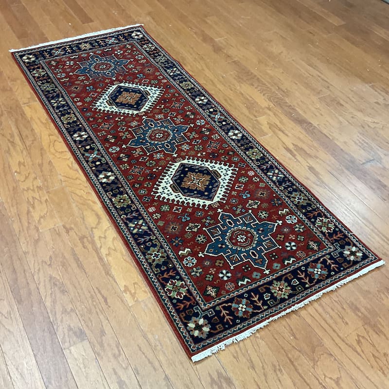 HERAT ORIENTAL Hand-knotted 2'6 x 6'1 Indo Karaja Wool Runner - 2'6" x 6'