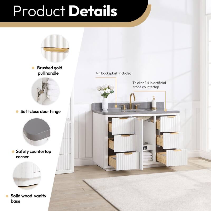 Miseno MV-704148 Cadiz 48" Free Standing Single Basin Vanity Set with