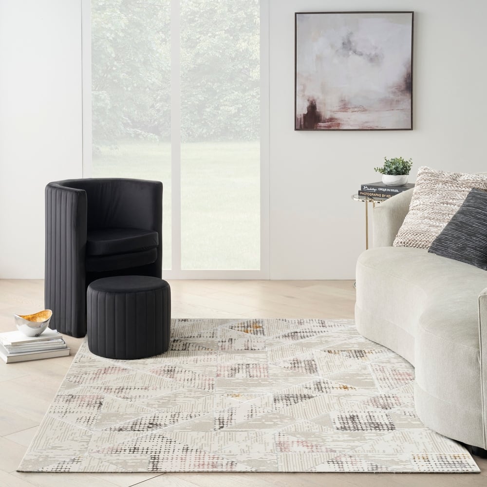 Nourison Glam Indoor Grey Geometric Area Rug