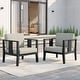 preview thumbnail 87 of 195, Outdoor Teak Solid Wood Patio Furniture Set Loveseat Armchair Table Collection Two Accent Chairs - Blackframe-Light Camel