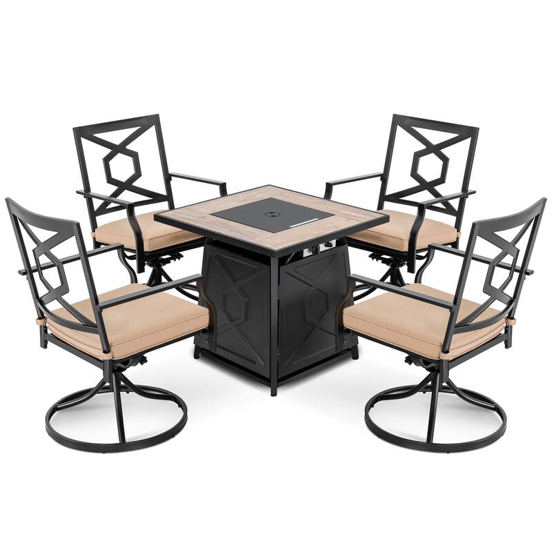 Nuu Garden 5-Piece Patio Furniture Set with Fire Pit Table - 5 PCS