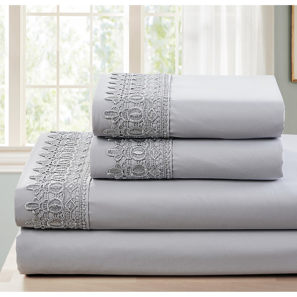 SL SPIRIT LINEN HOME EST. 1988 Lace Sheet Set - Double Brushed Microfiber