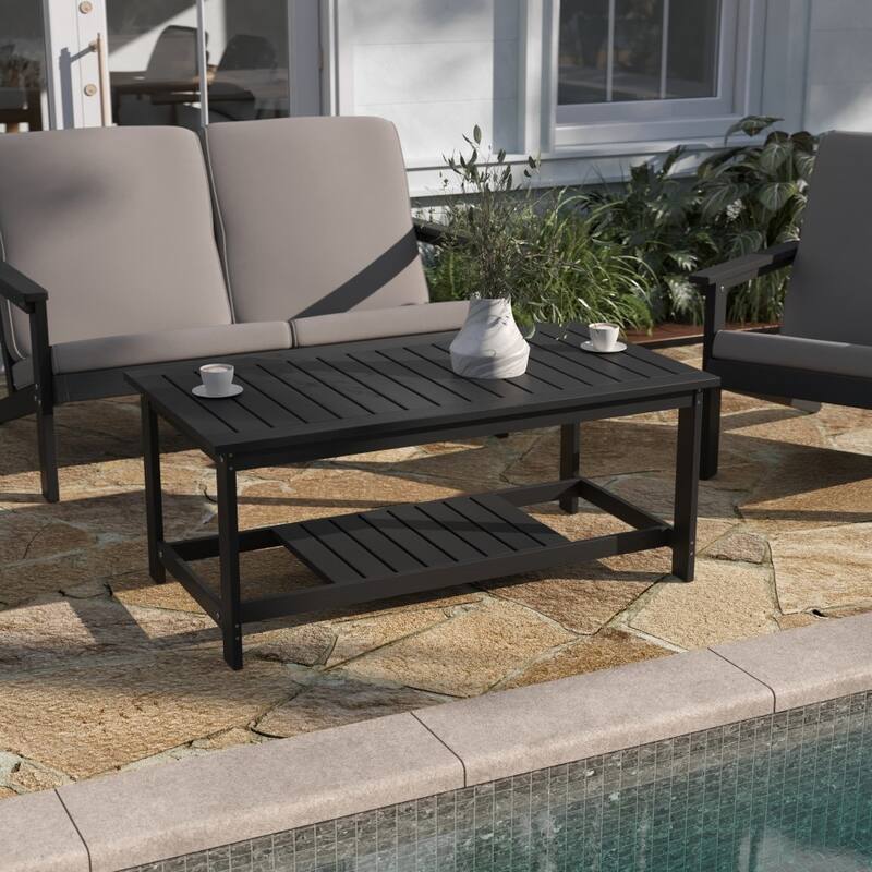 Indoor/Outdoor Poly Resin 2-Tier Adirondack Coffee Table - Black