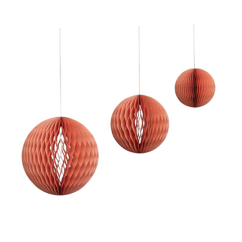 Handmade Paper Folding Honeycomb Ball Ornament - 16.0"L x 16.0"W x 16.0"H - Paper - Pink