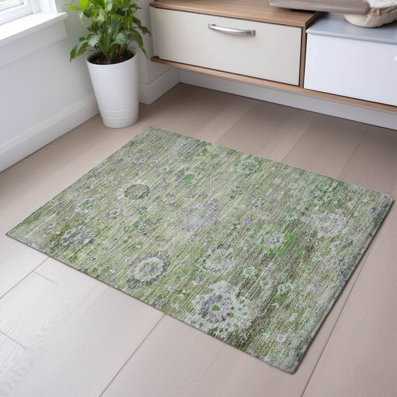 Premium Washable Super Soft Traditional Vintage Mayfield Rug - Mint - 1'8" x 2'6"
