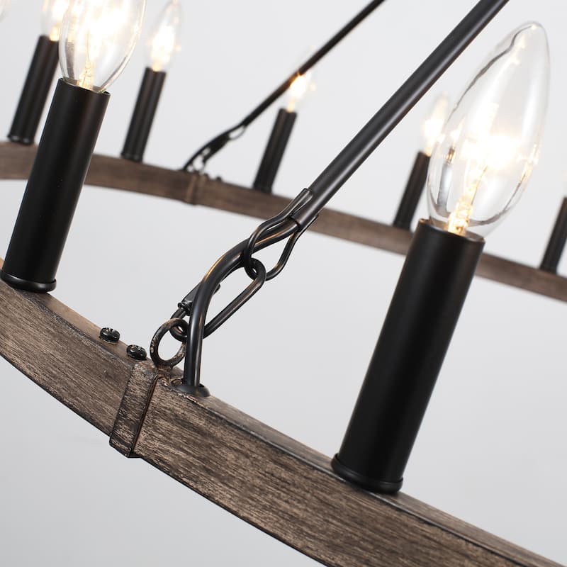 20-Light Foyer Farmhouse Wagon Wheel Chandelier for Dining Room Entryway Kitchen Island
