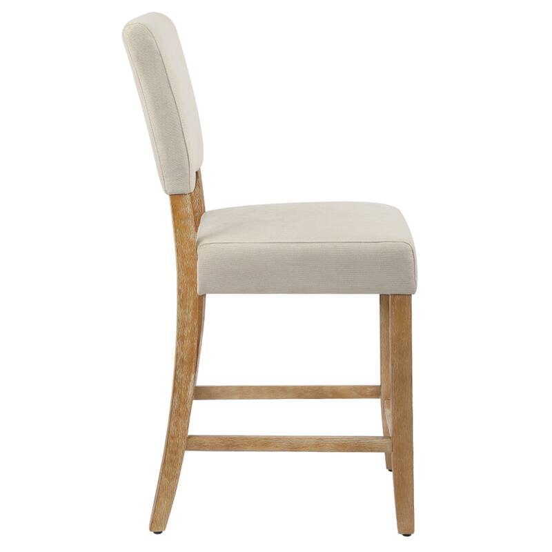 24 Inches Counter Height Bar Stools Upholstered Barstools with Brushed Legs Set of 2