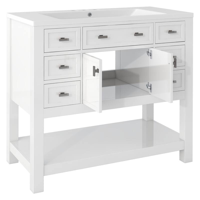 Solid Wood Bathroom Vanity with Top Sink with Towels Bar - 36'' x 18''