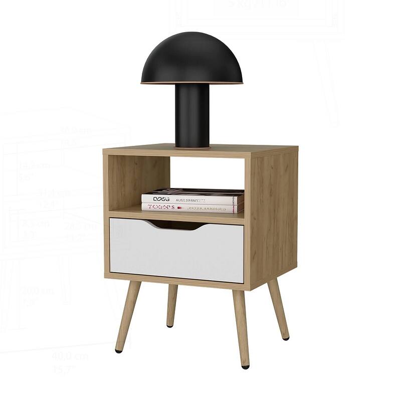 Charming Natural Oak Nightstand with Versatile Storage Options