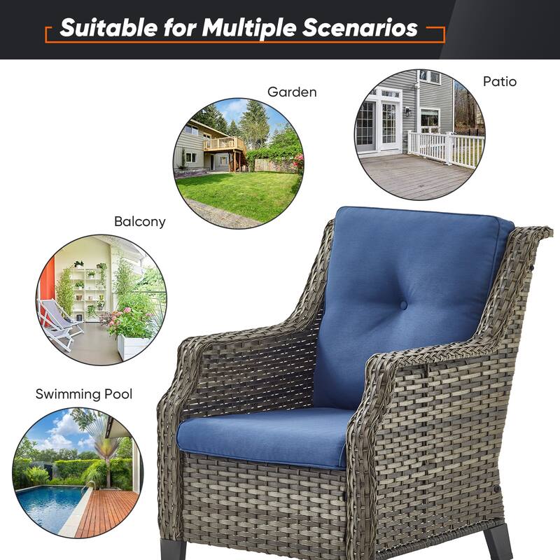3PCS Outdoor Patio Rattan Furniture Set - Grey