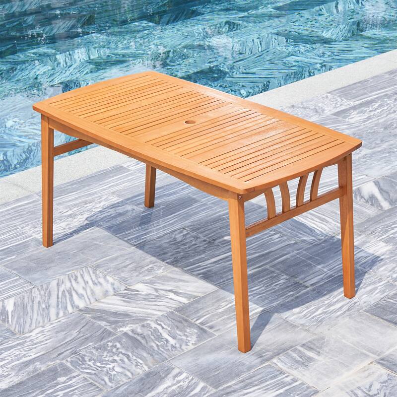 Clihome Slatted Eucalyptus Wood Patio Dining Table Bed Bath & Beyond 36276563