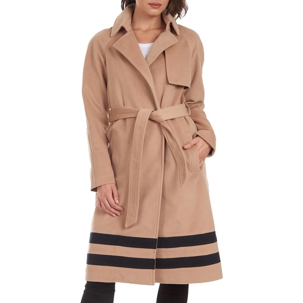 Rachel Rachel Roy Women's Belted Slimming Stiped Trench Coat with Notch Collar - Light Camel. Opens flyout.