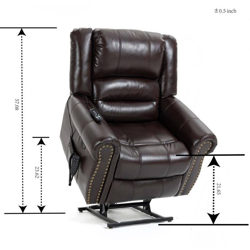 Upholstered Leather Power Lift Recliner with Massage, Heating Functions, USB Ports-Up to 350 LBS Capacity