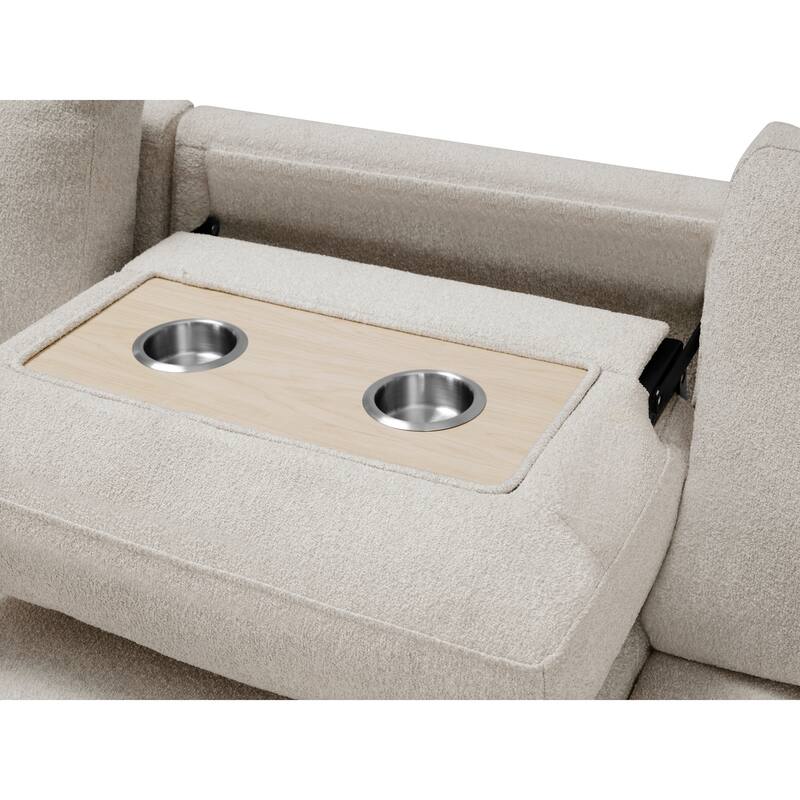 Ompa Modular Armless Sofa with Storage, Cream Beige Boucle, 52 Inch