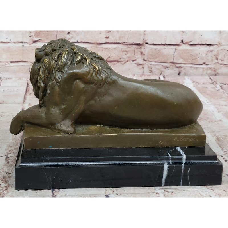 Reclining Lion Bronze Sculpture - Majestic Wildlife Symbol Art