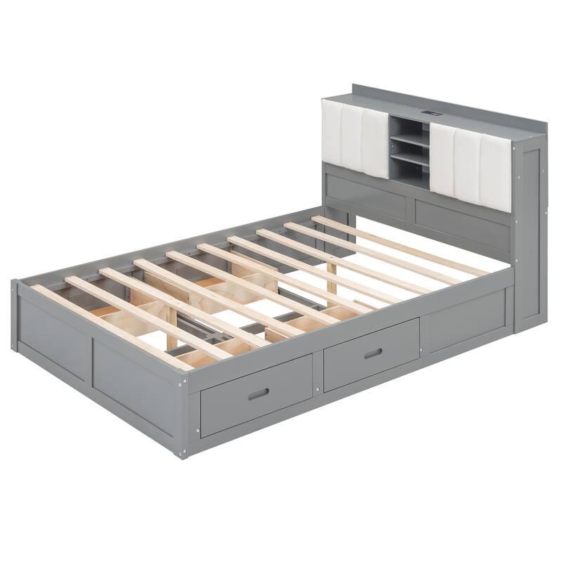 Elegant Design Full Size Platform Bed Upholstered Bed